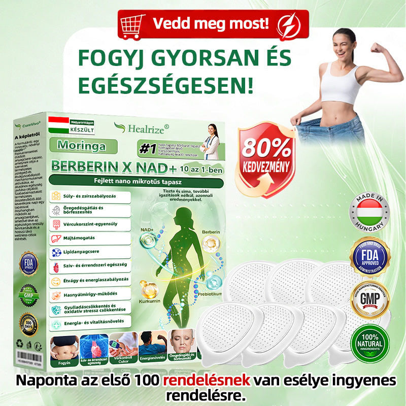 Hivatalos Bolt | 🩹🔴 𝐇𝐞𝐚𝐥𝐫𝐢𝐳𝐞® Moringa · Berberine × NAD+ 10-az-1 Haladó Nano Mikrotű Tapasz (Naponta csak egyszer, látható változás 7 nap alatt) ✅ Elhízás, laza bőr, cukorbetegség, alvási apnoe, ízületi problémák és még több ellen🔴（副本）