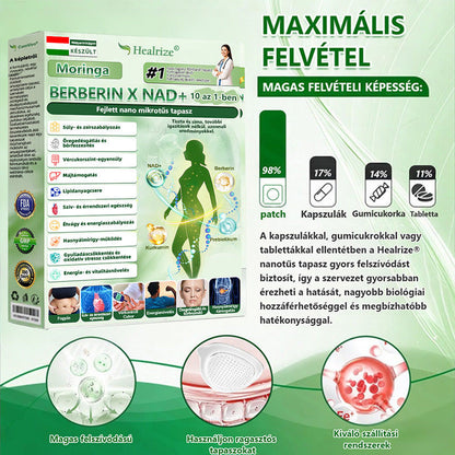 Hivatalos Bolt | 🩹🔴 𝐇𝐞𝐚𝐥𝐫𝐢𝐳𝐞® Moringa · Berberine × NAD+ 10-az-1 Haladó Nano Mikrotű Tapasz (Naponta csak egyszer, látható változás 7 nap alatt) ✅ Elhízás, laza bőr, cukorbetegség, alvási apnoe, ízületi problémák és még több ellen🔴（副本）
